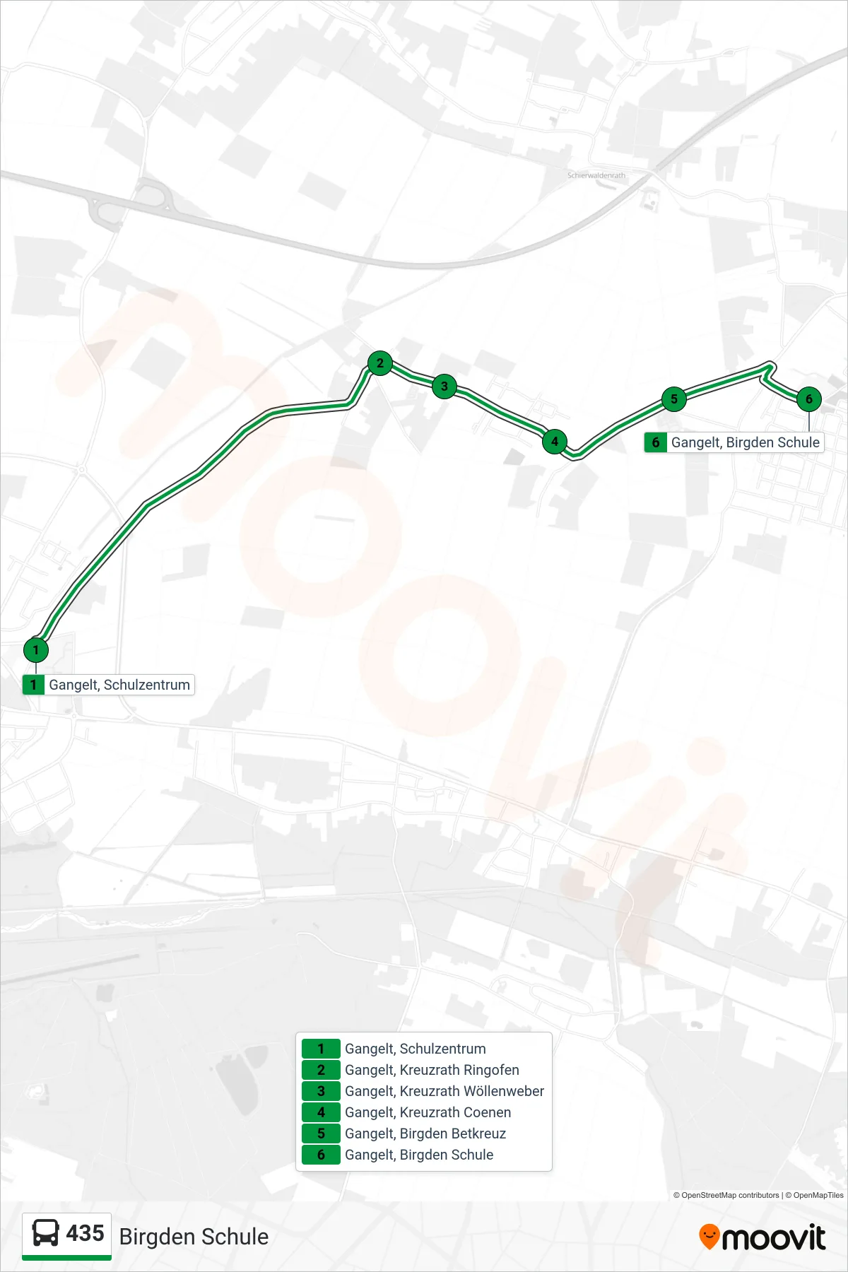 Linie 435 (Bus) Richtung Birgden Schule: Route und Haltestellen auf der Karte
