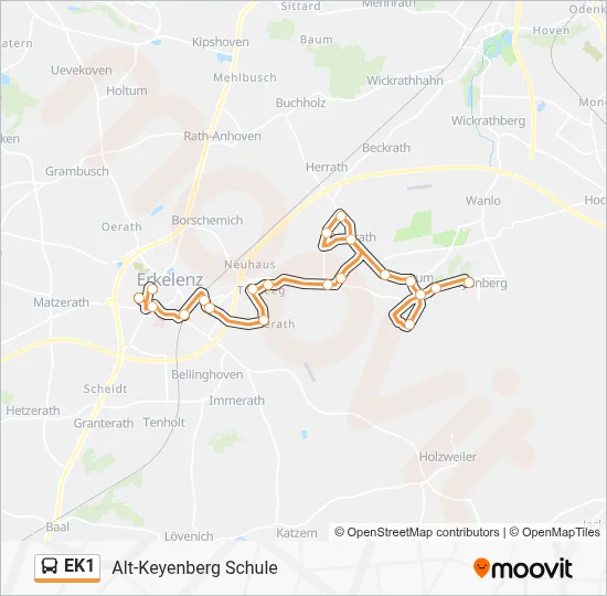 Buslinie EK1 Karte