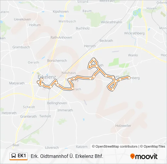 EK1 Bus Line Map