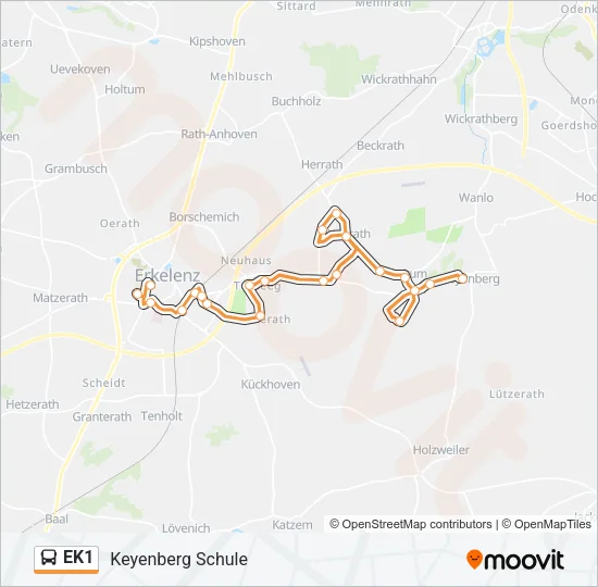 EK1 Bus Line Map