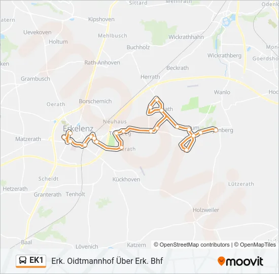 Buslinie EK1 Karte
