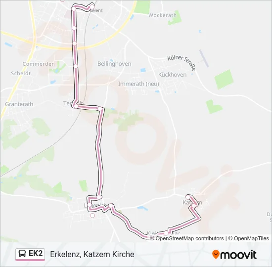 Автобус EK2: карта маршрута