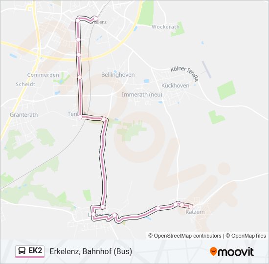 Автобус EK2: карта маршрута