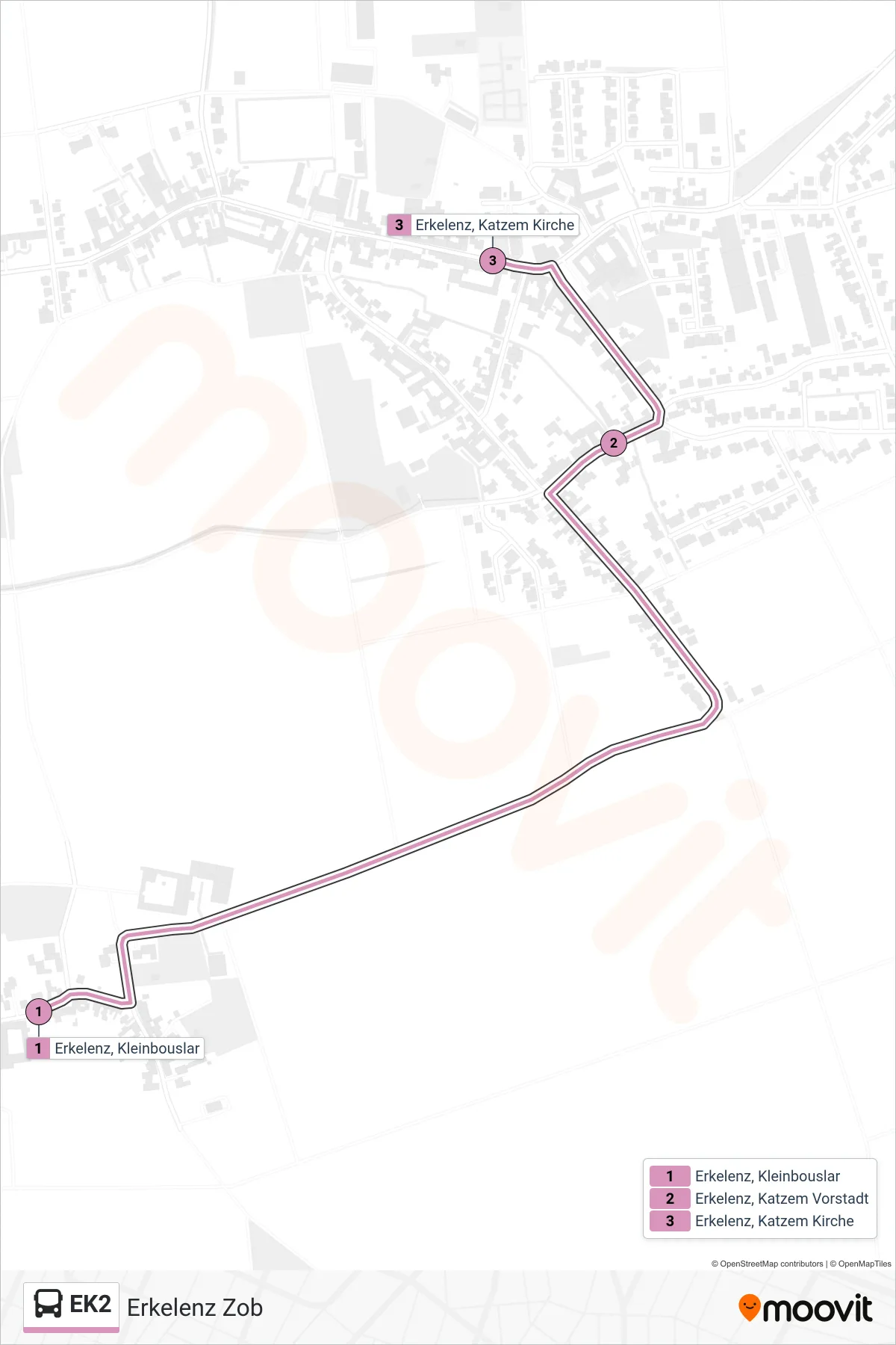Linie EK2 (Bus) Richtung Erkelenz Zob: Route und Haltestellen auf der Karte