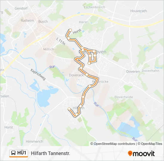 Автобус HÜ1: карта маршрута