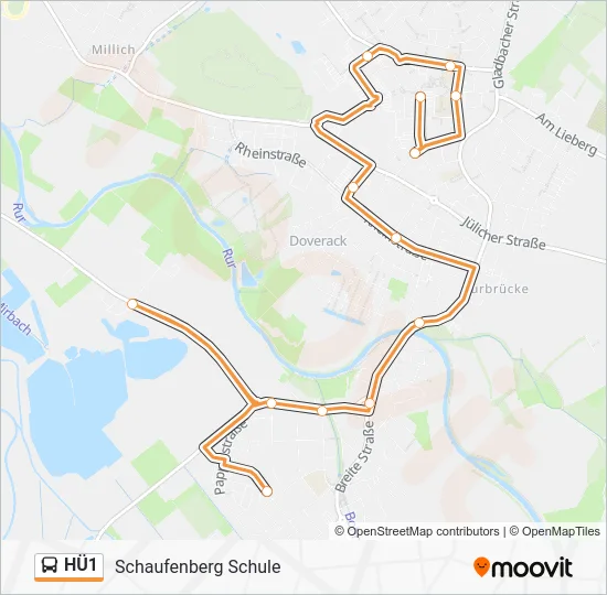 Автобус HÜ1: карта маршрута