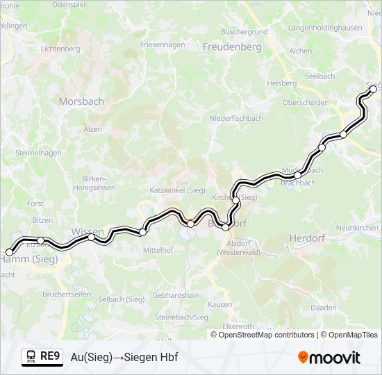 RE9 train Line Map