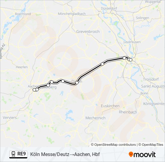 Поезд RE9: карта маршрута