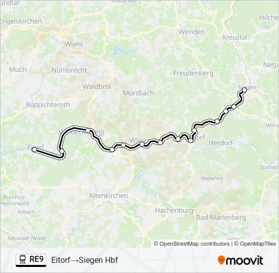 Bahnlinie RE9 Karte