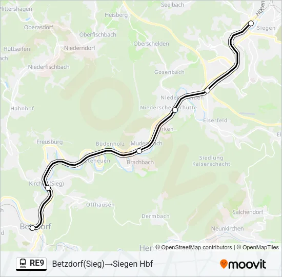 RE9 Train Line Map