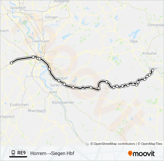 RE9 Train Line Map