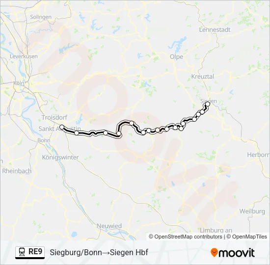 RE9 Train Line Map