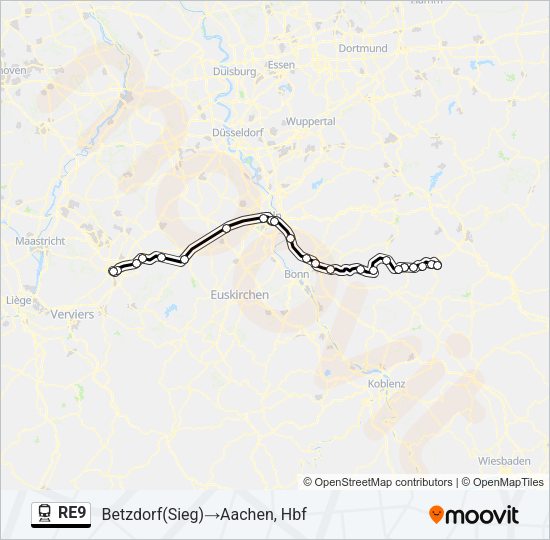Поезд RE9: карта маршрута