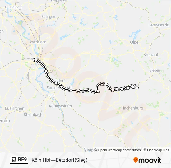 RE9 Train Line Map