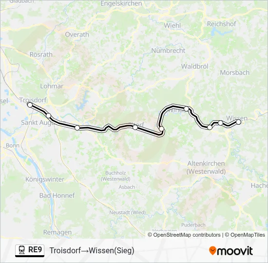 RE9 Train Line Map