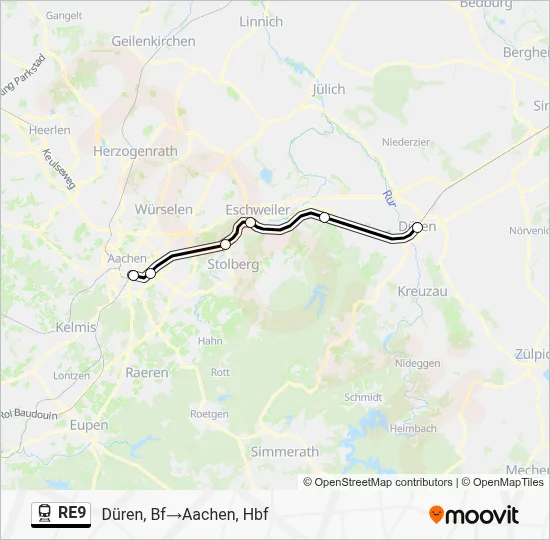 RE9 Train Line Map