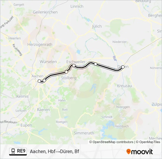 RE9 Train Line Map