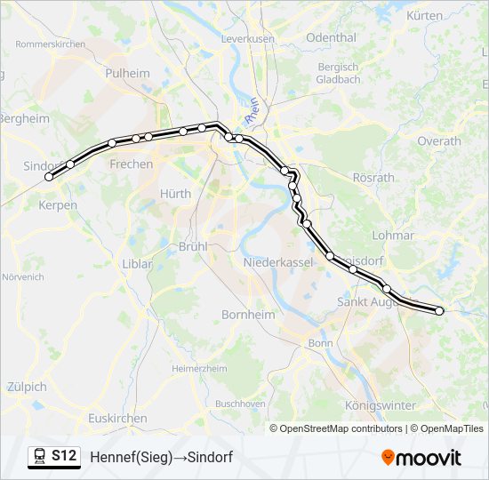 Поезд S12: карта маршрута