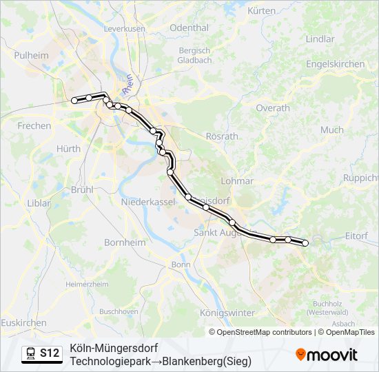 S12 train Line Map