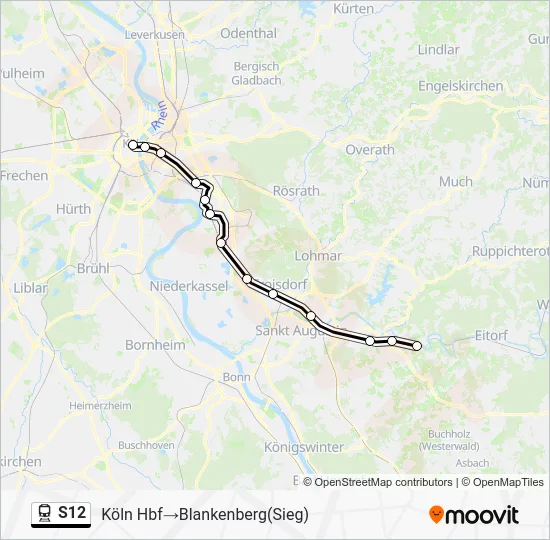 Поезд S12: карта маршрута