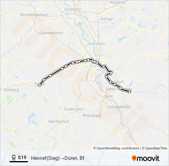 Поезд S19: карта маршрута