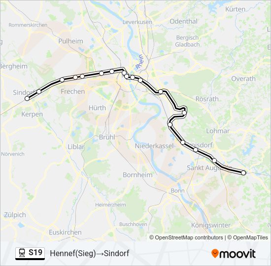 Поезд S19: карта маршрута