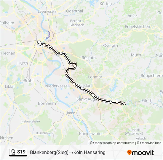 Поезд S19: карта маршрута