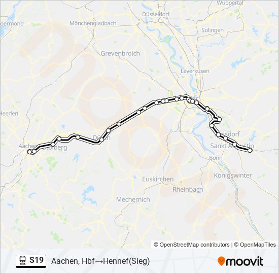 Поезд S19: карта маршрута