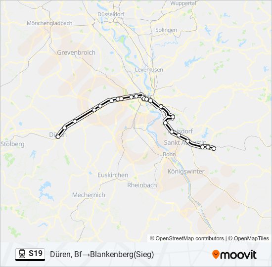 Поезд S19: карта маршрута
