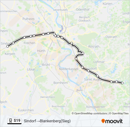 Поезд S19: карта маршрута