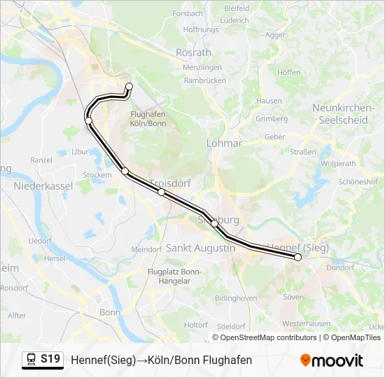 Поезд S19: карта маршрута