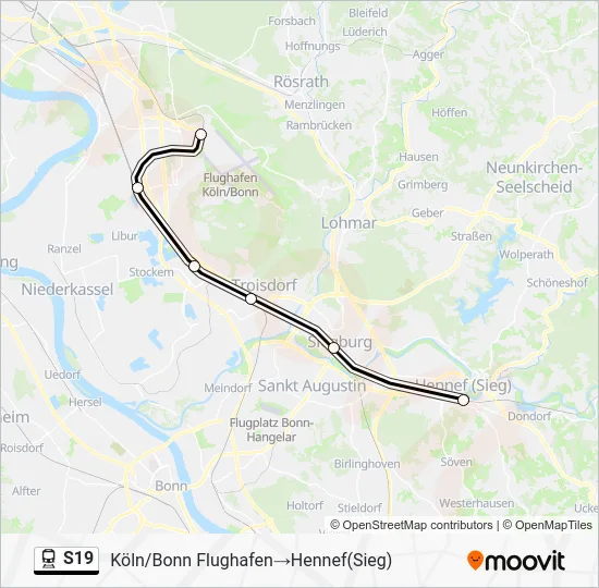 Поезд S19: карта маршрута