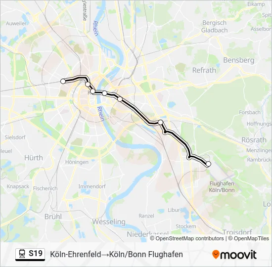 Поезд S19: карта маршрута