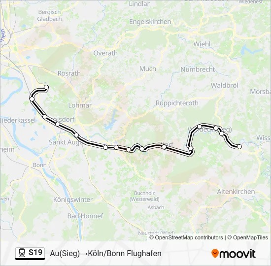 Поезд S19: карта маршрута