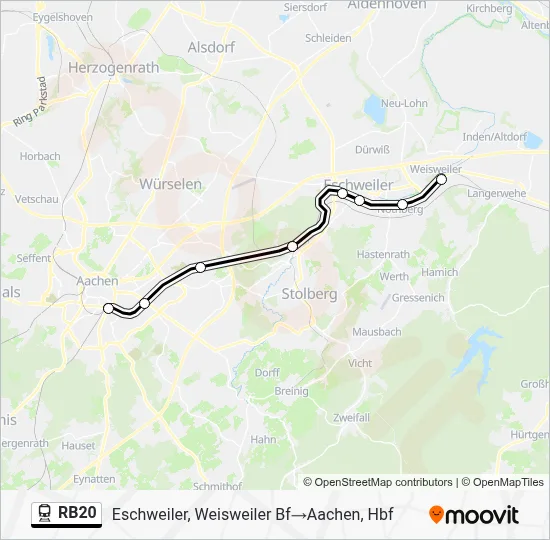 Bahnlinie RB20 Karte