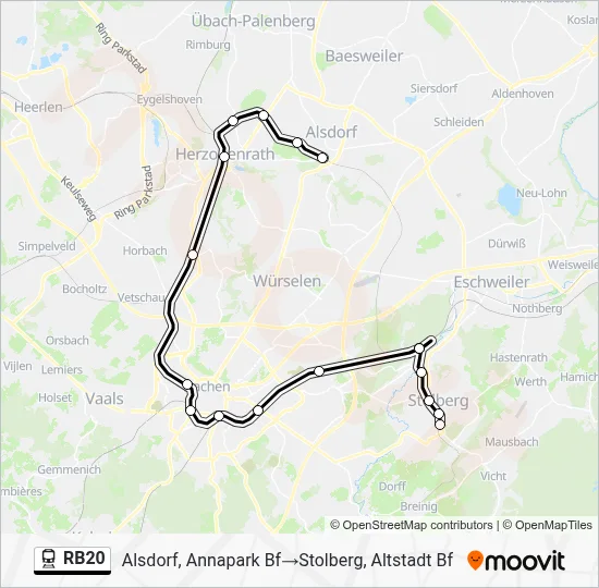 Bahnlinie RB20 Karte