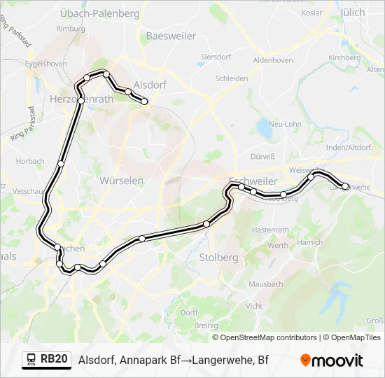 Bahnlinie RB20 Karte