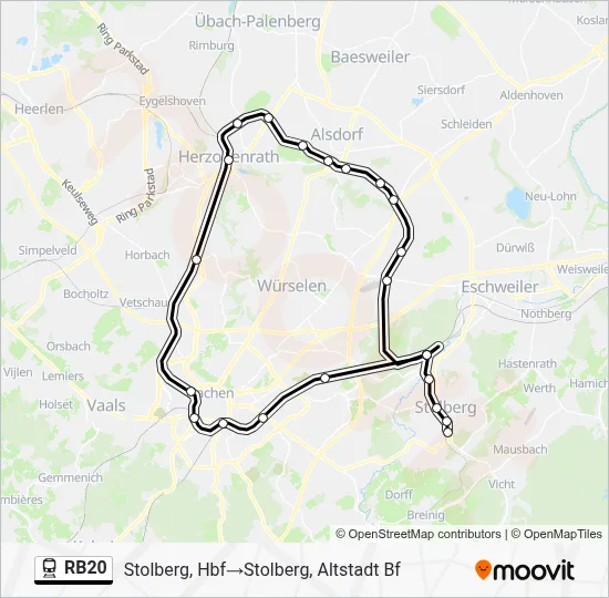 Bahnlinie RB20 Karte