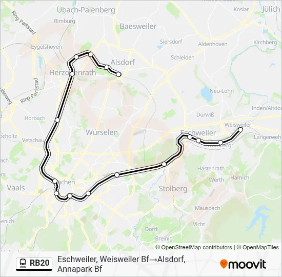 Bahnlinie RB20 Karte