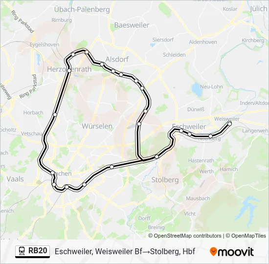 Bahnlinie RB20 Karte
