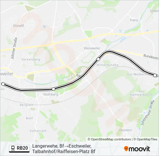 Bahnlinie RB20 Karte