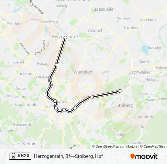 Bahnlinie RB20 Karte
