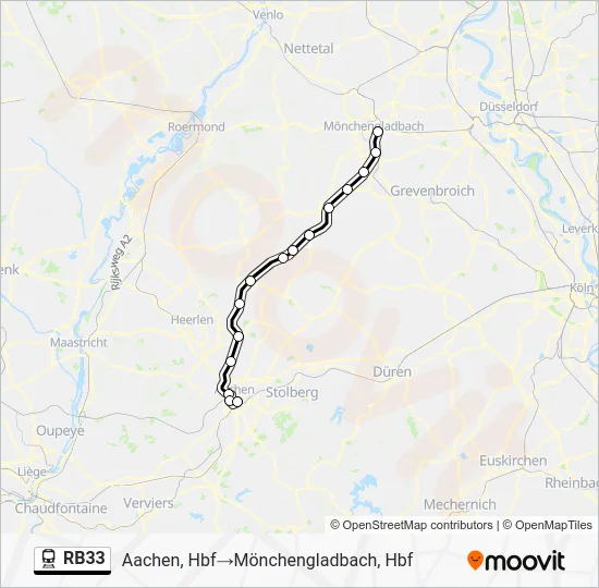 Поезд RB33: карта маршрута