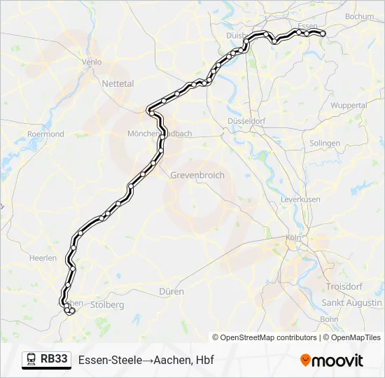 Поезд RB33: карта маршрута