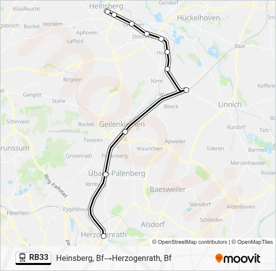 Bahnlinie RB33 Karte