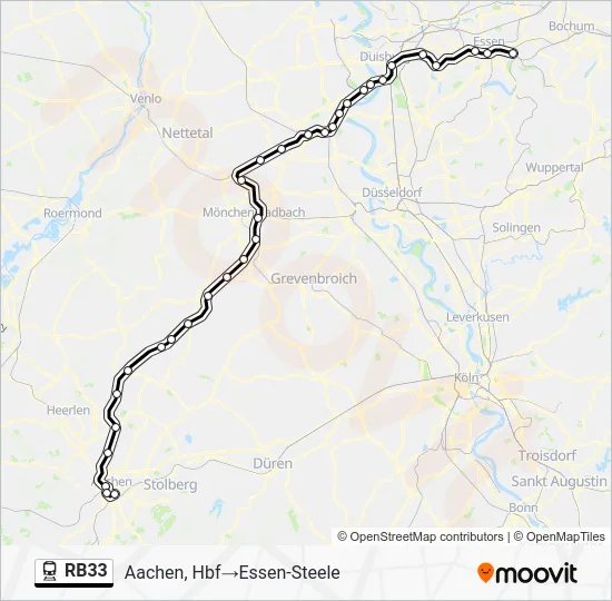 Поезд RB33: карта маршрута