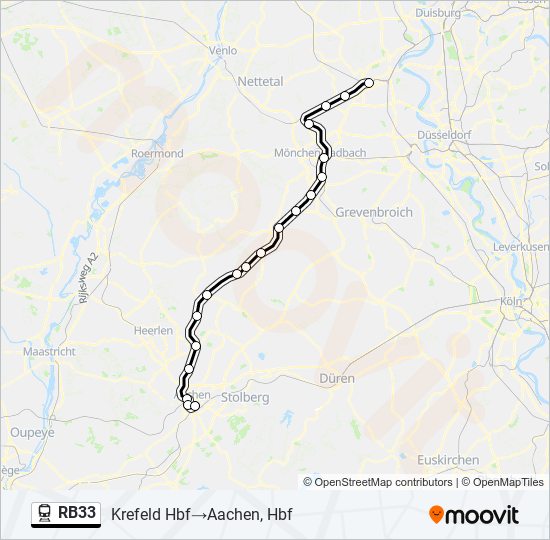 Поезд RB33: карта маршрута
