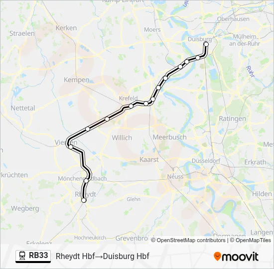 Bahnlinie RB33 Karte