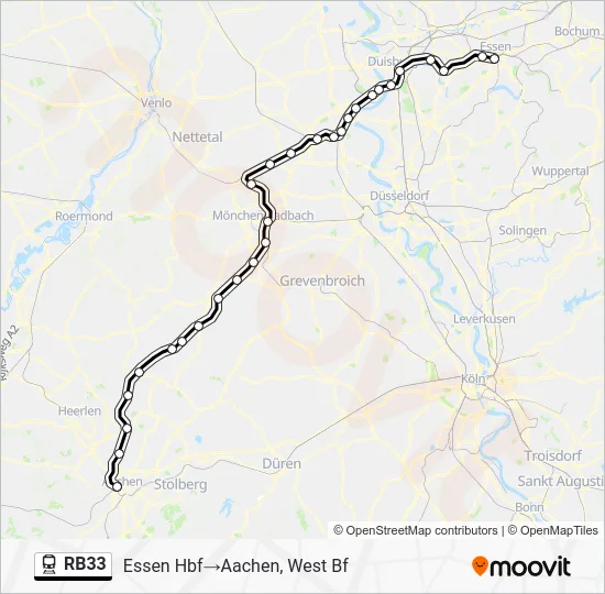 Поезд RB33: карта маршрута