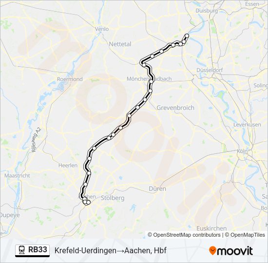 Bahnlinie RB33 Karte